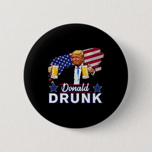 Bóton Redondo 5.08cm 4 De Julho Presidentes Engraçados Bebendo - Donald