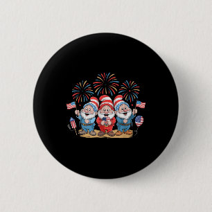 Bóton Redondo 5.08cm 4 De Julho Três Gnomos Celebrando Os Eua Independe