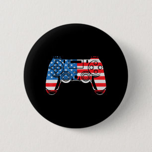 Bóton Redondo 5.08cm 4 de julho Video Game Gamer USA Flag Kids Boys M