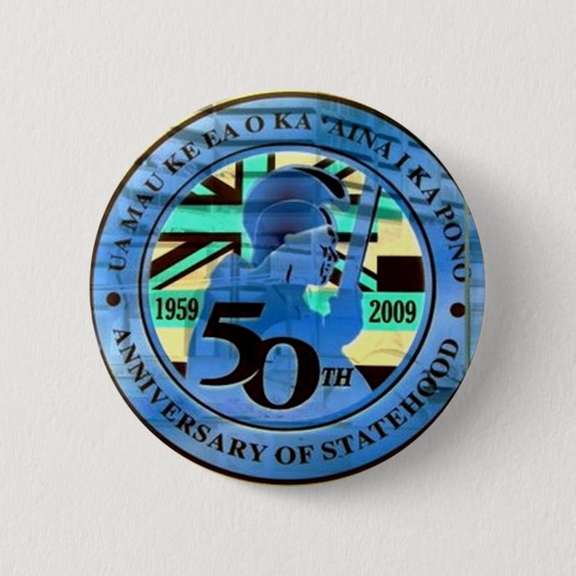 Bóton Redondo 5.08cm 50º emblema de celebração do estado (Frente)