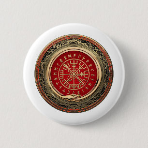 Bóton Redondo 5.08cm [500] Vegvisir - Bússola Dourada Mágica