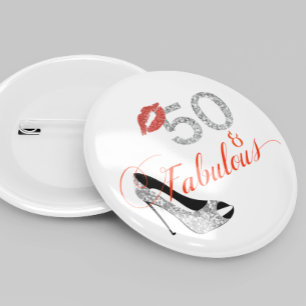 Bóton Redondo 5.08cm 50 e Fabuloso Glitter 50. º Aniversário