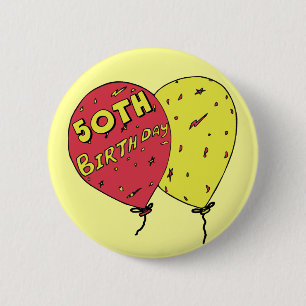 Bóton Redondo 5.08cm 50th O aniversário Balloons o botão
