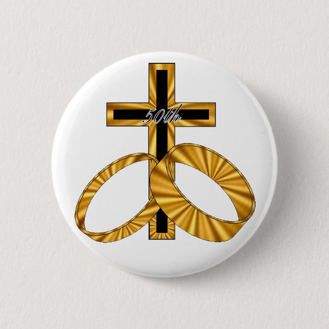 Bóton Redondo 5.08cm 50th Presentes do aniversário de casamento (Frente)