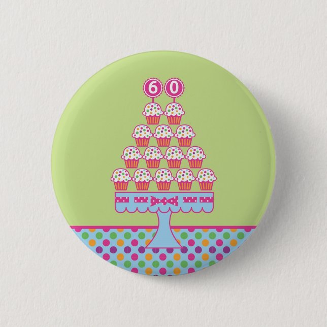 Bóton Redondo 5.08cm 60th Botão do aniversário (Frente)