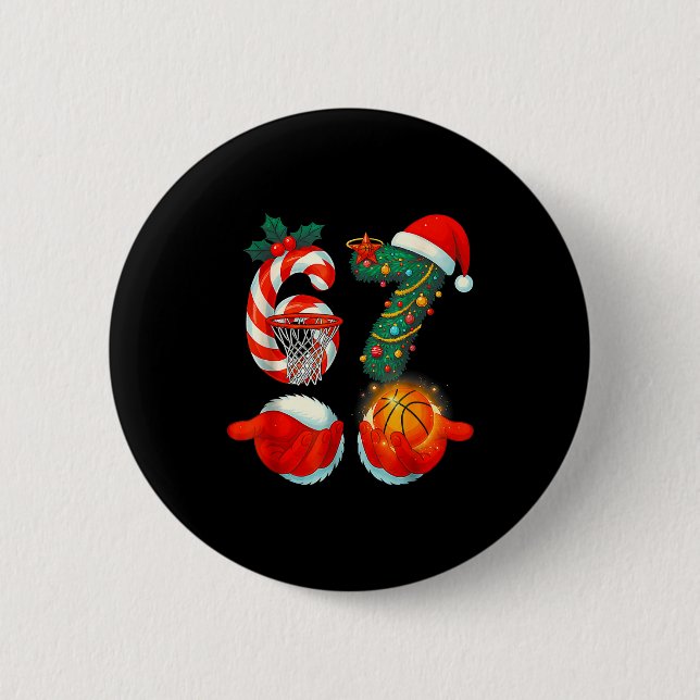 Bóton Redondo 5.08cm 67 Basquetebol Papai Noel Seis Sete Meme Natal Srt (Frente)