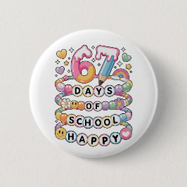 Bóton Redondo 5.08cm 67 Days of School Cute Teacher Colorful Classroom