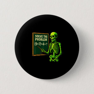 Bóton Redondo 5.08cm 67 Esqueleto de Halloween de Matemática Meme para