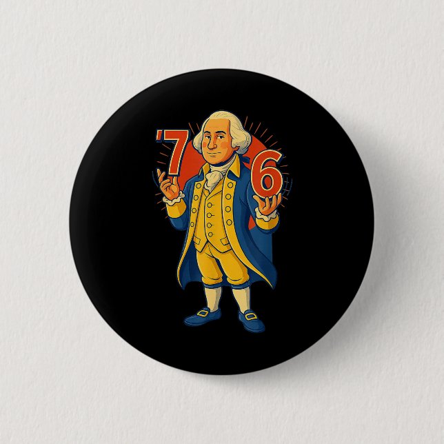 Bóton Redondo 5.08cm 67 George Washington Meme Divertido Seis Sete Gera (Frente)