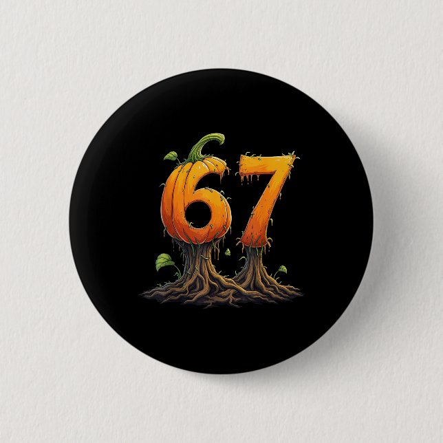 Bóton Redondo 5.08cm 67 Halloween Brainrot Meme 6 7 Números Seis Sete P (Frente)