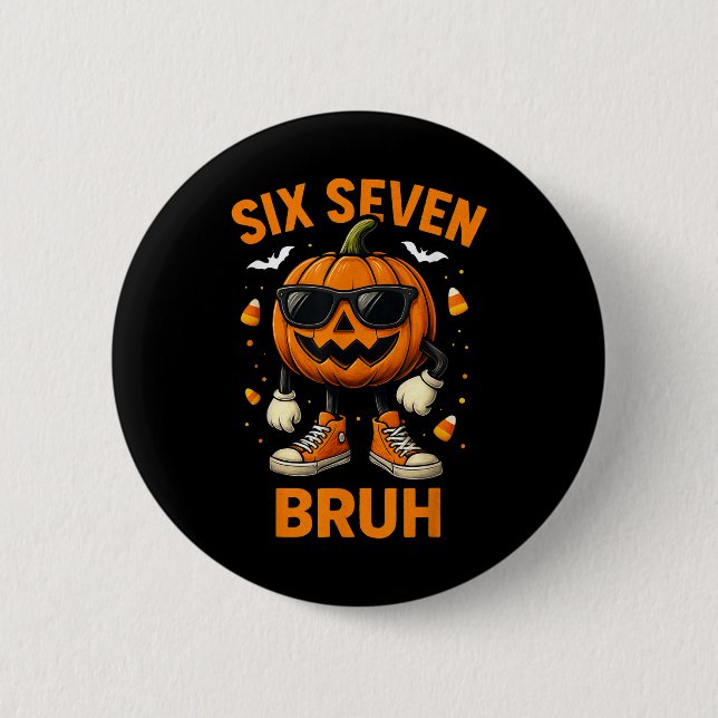Bóton Redondo 5.08cm 67 Halloween Divertido Seis Sete Meme Brainrot Abó (Frente)