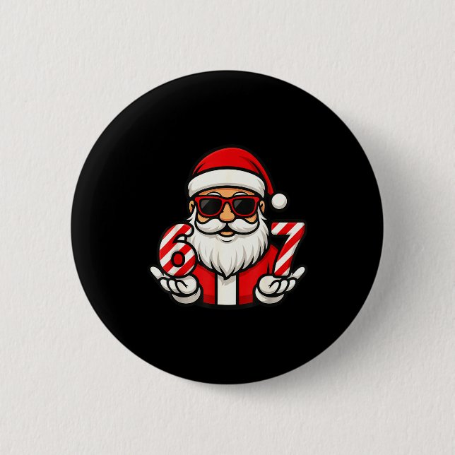 Bóton Redondo 5.08cm 67 Meme de Natal Seis Papai Noel Engraçado  (Frente)