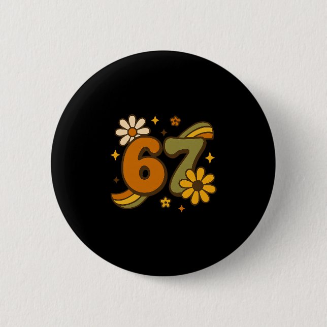 Bóton Redondo 5.08cm 67 Meme Outono Groovy Retrô 70s Seis Sete Boho (Frente)
