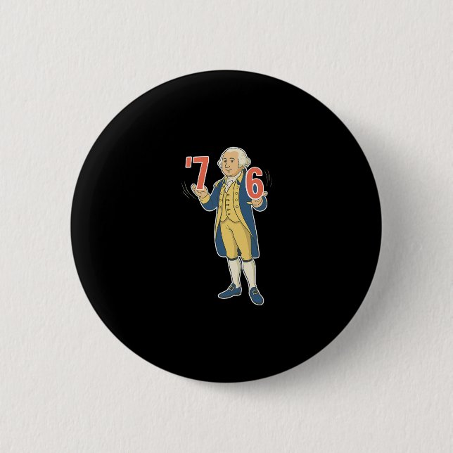 Bóton Redondo 5.08cm 67 Piadas George Washington Meme Six Seven Geração (Frente)