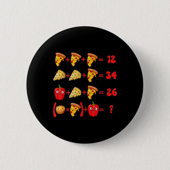 Bóton Redondo 5.08cm 67 Pizza Meme Desafio de Lógica Matemática  (Frente)