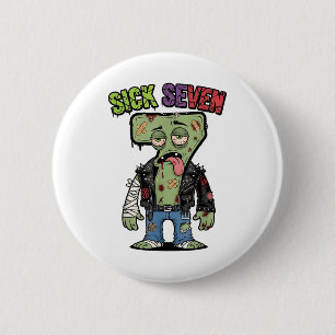 Bóton Redondo 5.08cm 67 Zumbi Divertido Seis Sete Humor Meme Cérebro Po
