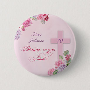 Bóton Redondo 5.08cm 70 do aniversário da vida religiosa freira catól