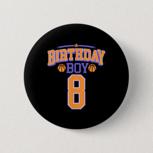 Bóton Redondo 5.08cm 8º aniversário Garoto de basquete com mais de 8 an