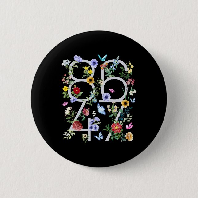 Bóton Redondo 5.08cm 8647 Floral Boho Anti Trump Sutil (Frente)