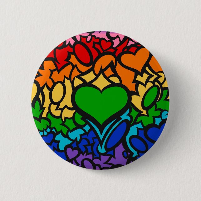 Bóton Redondo 5.08cm 8-Sripe Rainbow Pride Squiggle (Frente)