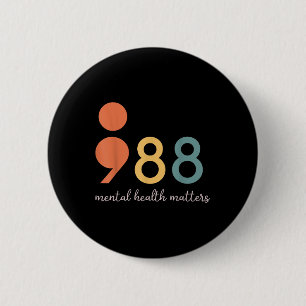 Bóton Redondo 5.08cm 988 Saúde Mental Por Semicolon Prevenção Suicida