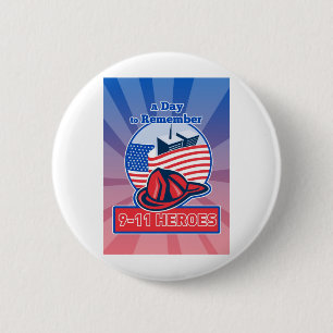 Bóton Redondo 5.08cm 9-11 bandeira americana do capacete do bombeiro do