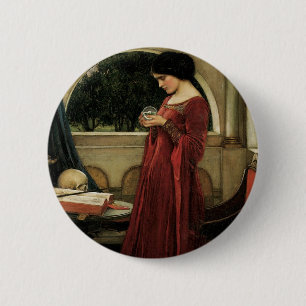 Bóton Redondo 5.08cm A Bola de Cristal por John William Waterhouse