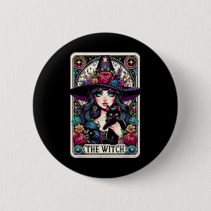 Bóton Redondo 5.08cm A Bruxa Tarot Card Halloween Gothic Witchy Vibes
