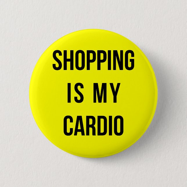 Bóton Redondo 5.08cm A compra é meu cardio- no amarelo (Frente)