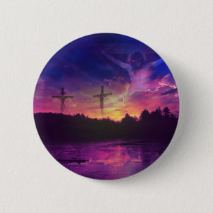 Bóton Redondo 5.08cm A crucificação do Jesus Cristo na cruz