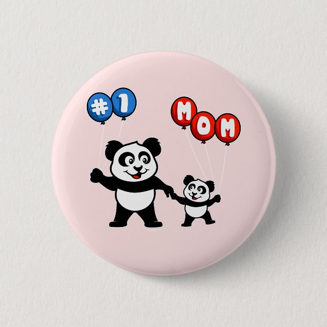 Bóton Redondo 5.08cm A Família Mãe Panda (Frente)