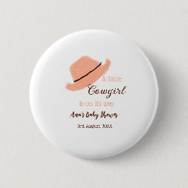 Bóton Redondo 5.08cm A little cowgirl is on it's way orange baby shower