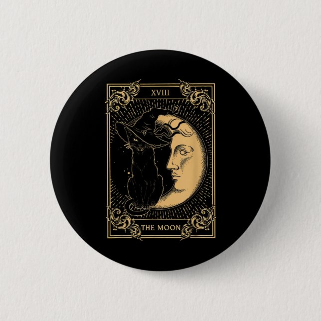 Bóton Redondo 5.08cm A Lua Tarot Xvii Inspirou A Bruxa Negra Hat (Frente)