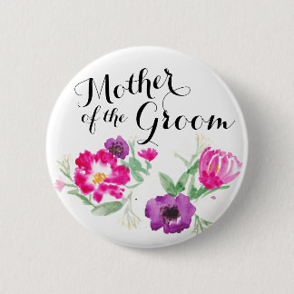 Bóton Redondo 5.08cm A mãe da aguarela do noivo floresce o botão