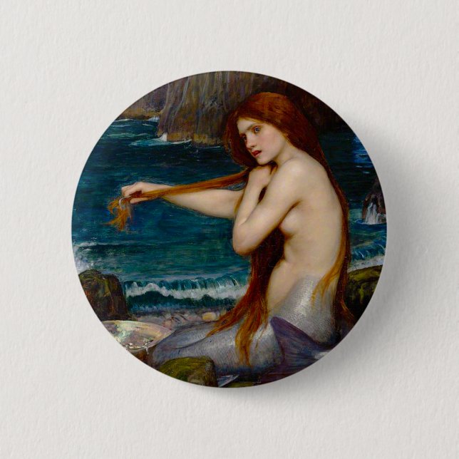 Bóton Redondo 5.08cm A Mermaid, c. 1900 by John Waterhouse (Frente)