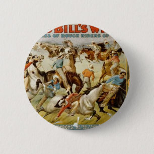 Bóton Redondo 5.08cm A mostra ocidental selvagem de Buffalo Bill