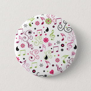 Bóton Redondo 5.08cm A música adorável bonito nota flores