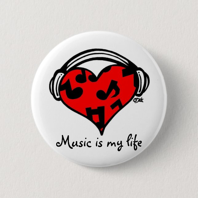 Bóton Redondo 5.08cm A música é meu vida-Pin (Frente)