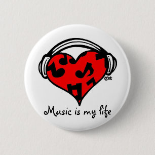 Bóton Redondo 5.08cm A música é meu vida-Pin