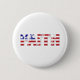 Bóton Redondo 5.08cm A palavra "Fé" com a bandeira americana