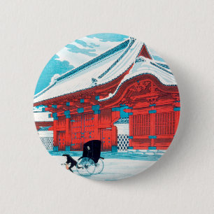 Bóton Redondo 5.08cm A Porta Vermelha de Hongo em Neve por Hiroaki Taka