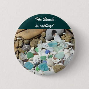 Bóton Redondo 5.08cm A Praia está ligando! Botões Sea Glass Rocks