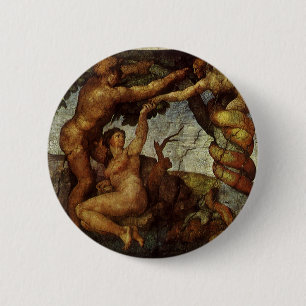 Bóton Redondo 5.08cm A Queda e Expulsão de Michelangelo, Jardim do Éden