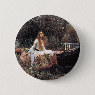 Bóton Redondo 5.08cm A Senhora de Shalott por John W. Waterhouse