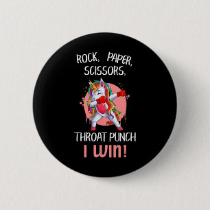 Bóton Redondo 5.08cm A tesoura de papel Rock Grita Punch I Win Unicorn