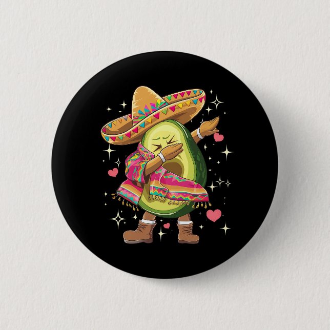 Bóton Redondo 5.08cm Abacate de Dabbing Cinco De Maio Camisa Mexicana D (Frente)