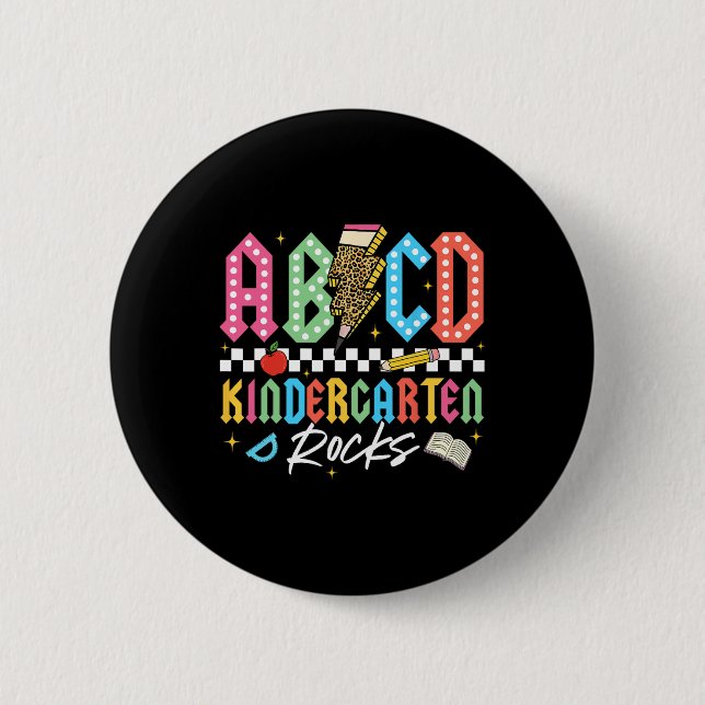 Bóton Redondo 5.08cm Abcd Kindergarten Rocks Pencil Lightning Teachers  (Frente)