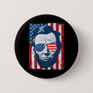 Bóton Redondo 5.08cm Abe Lincoln Barba Óculos De Sol E Bandeira America
