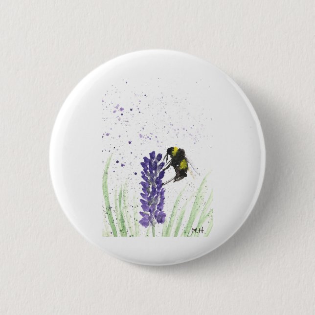 Bóton Redondo 5.08cm Abelhas e aquarela de lavanda (Frente)