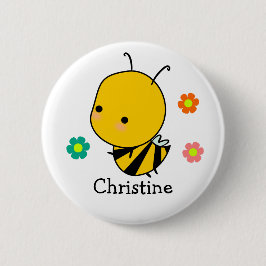 Bóton Redondo 5.08cm Abelhas E Flores Personalizadas